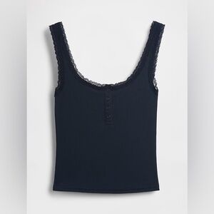Gap Mini Rib Lace Henley Tank Top